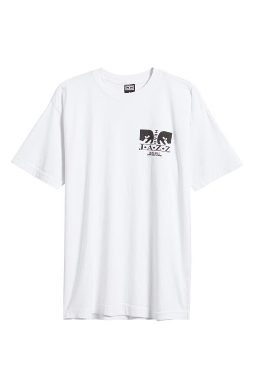 Shop Obey Jazz Head Cotton Graphic T-shirt In White