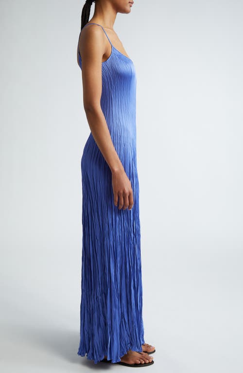 Shop Michael Kors Collection Jamison Crushed Charmeuse Maxi Slipdress In Azure