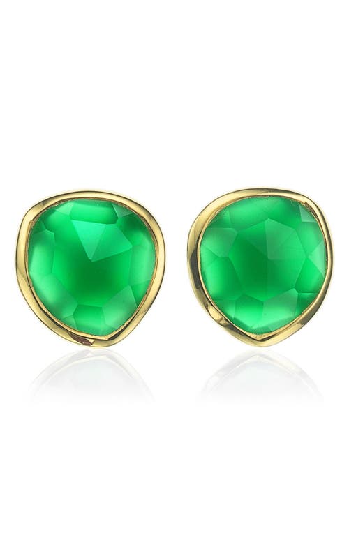 Shop Monica Vinader Siren Stud Earrings In Gold/green Onyx