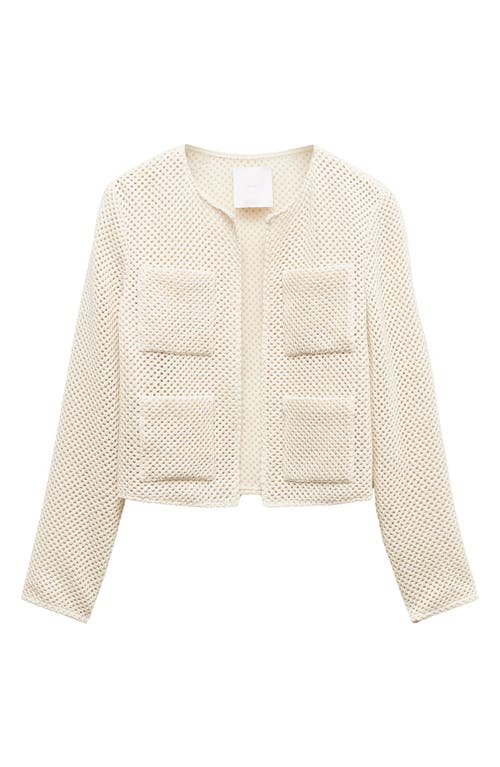 Shop Mango Openwork Cardigan In Light Beige