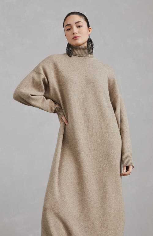 Shop Brunello Cucinelli Cashmere Knit Dress In Brown