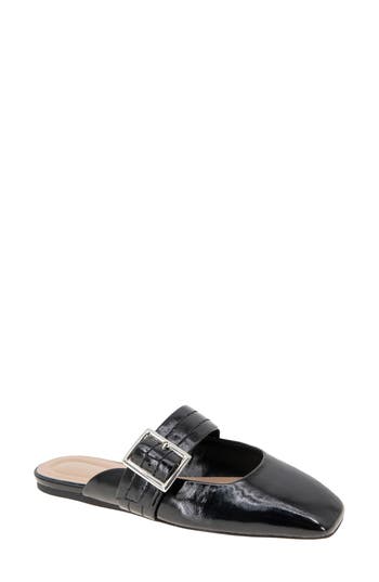 Bcbgeneration Women's Hope Square Toe Buckle Slide Flat Mules In Black