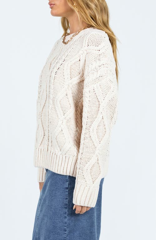 Shop Princess Polly Anaya Oversize Cable Stitch Sweater In Medium Beige