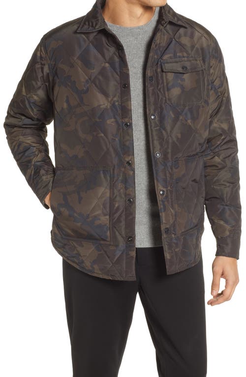 Quilted Down Shirt Jacket in Camo