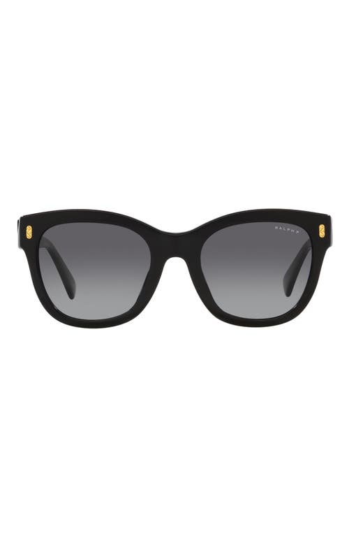 52mm Gradient Polarized Oval Sunglasses in Shiny Black