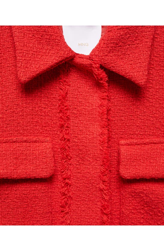 Shop Mango Crop Tweed Jacket In Red