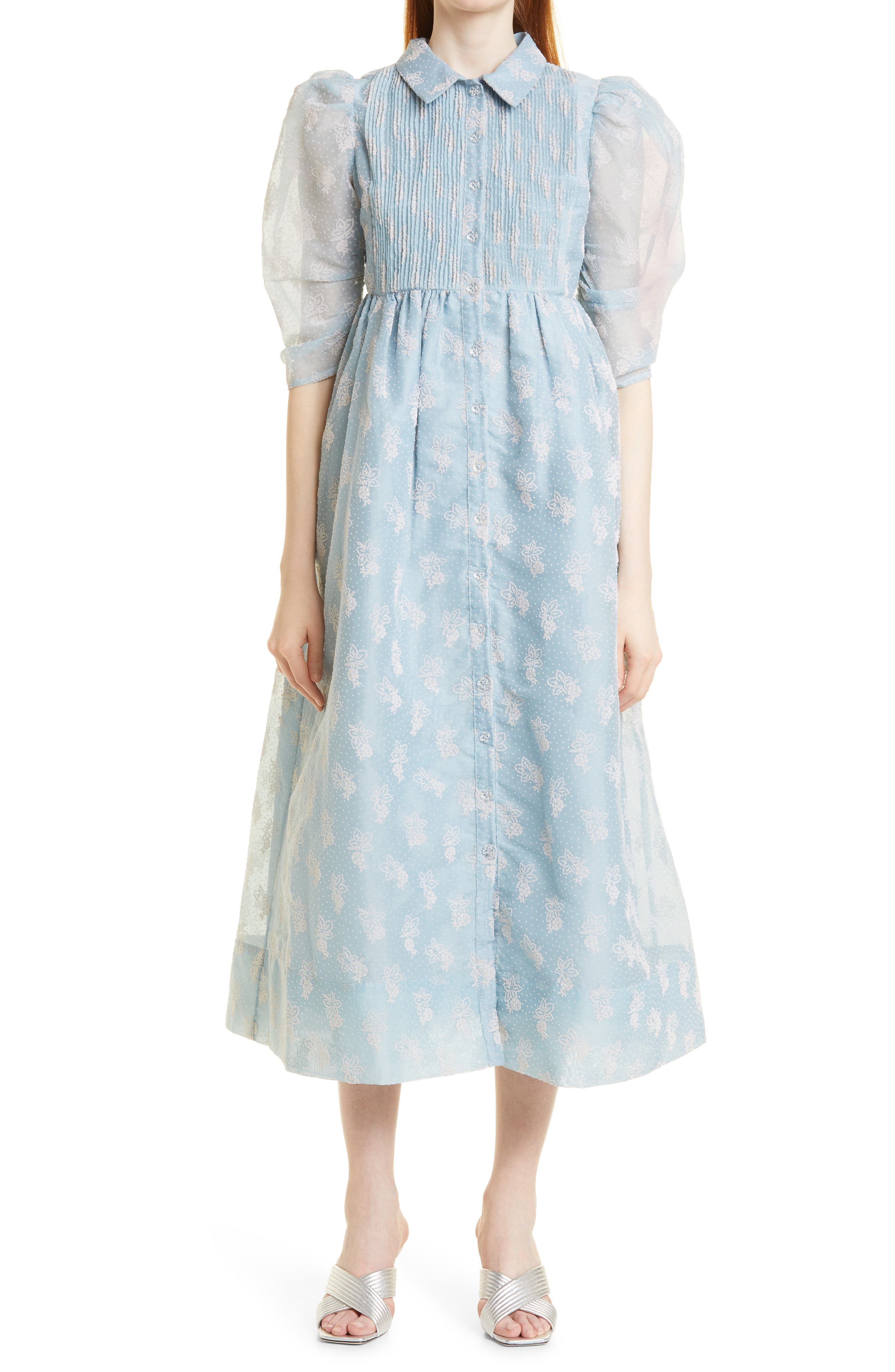 byTiMo Organza Puff Sleeve Midi Dress 