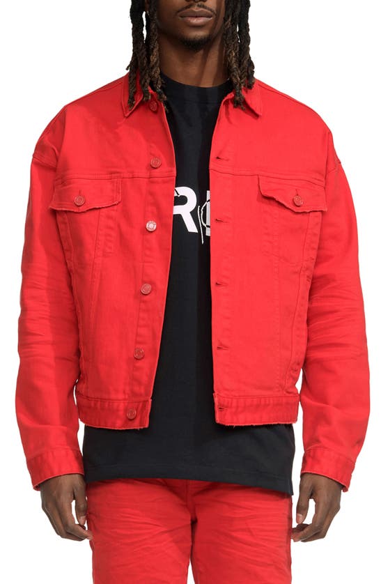 Purple Brand Molten Lava Palms Denim Jacket In Red