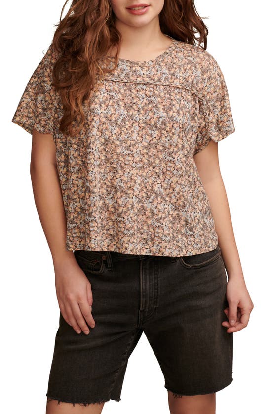 Lucky Brand Braided Dolman Sleeve T-shirt In Peach Whip Multi