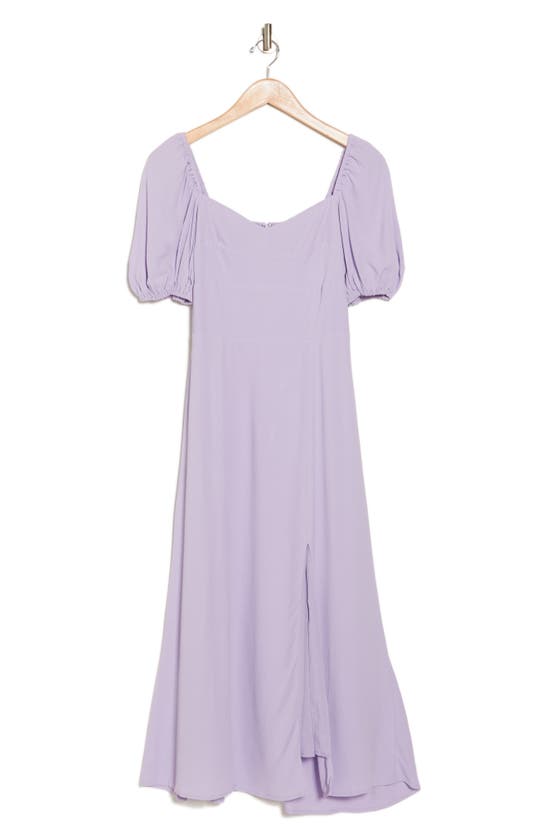 Wayf Puff Sleeve Midi Dress In Lavender
