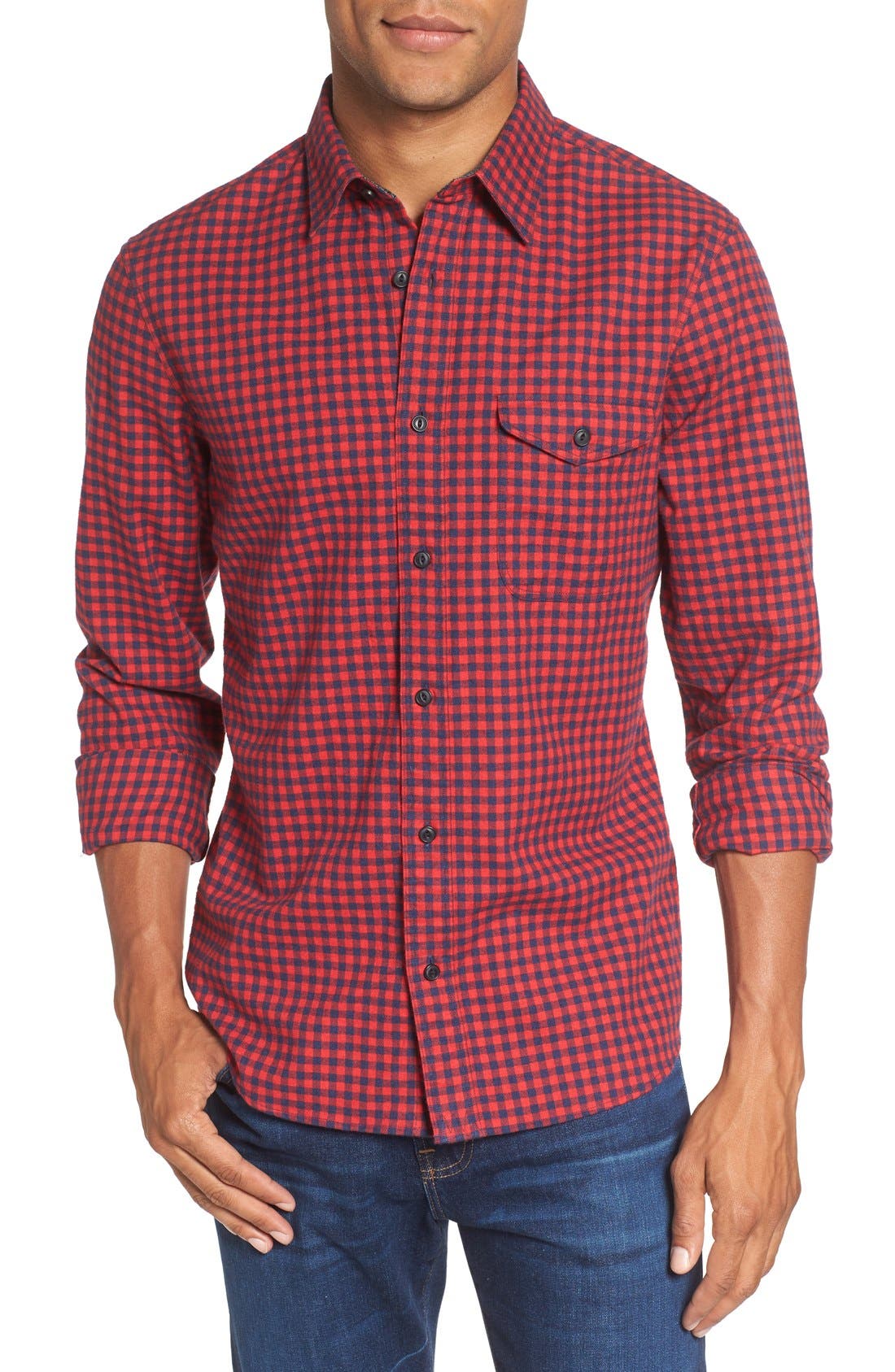 Nordstrom Men's Shop Slim Fit Gingham Flannel Sport Shirt Nordstrom