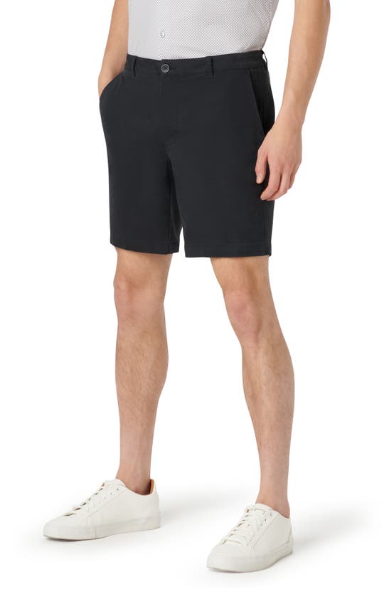 Shop Bugatchi Theo Flat Front Stretch Chino Shorts In Black