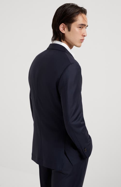 Shop Brunello Cucinelli Super 150s Virgin Wool Four Season Batavia Twill Blazer In Navy Blue