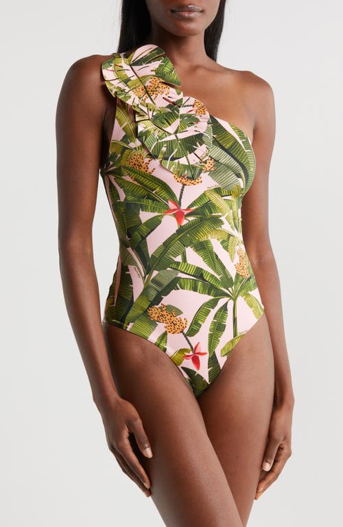 Banana Leaves One-Piece Swimsuit in Banana Leaves Pink