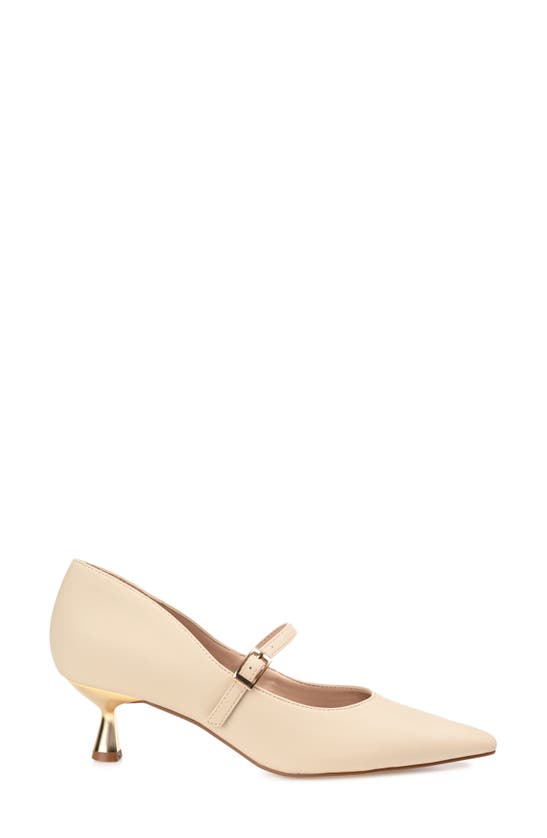Journee Collection Womens Manza Kitten Heel Mary Jane Pointed Toe Pumps In Beige