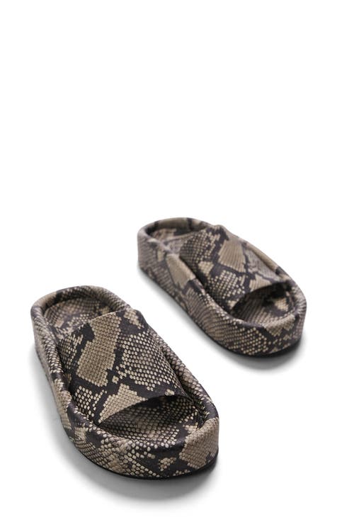 Glory Snake Embossed Slide Sandal (Women)