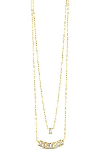 Sterling Forever Lillian Cubic Zirconia Charm Layered Necklace In Gold