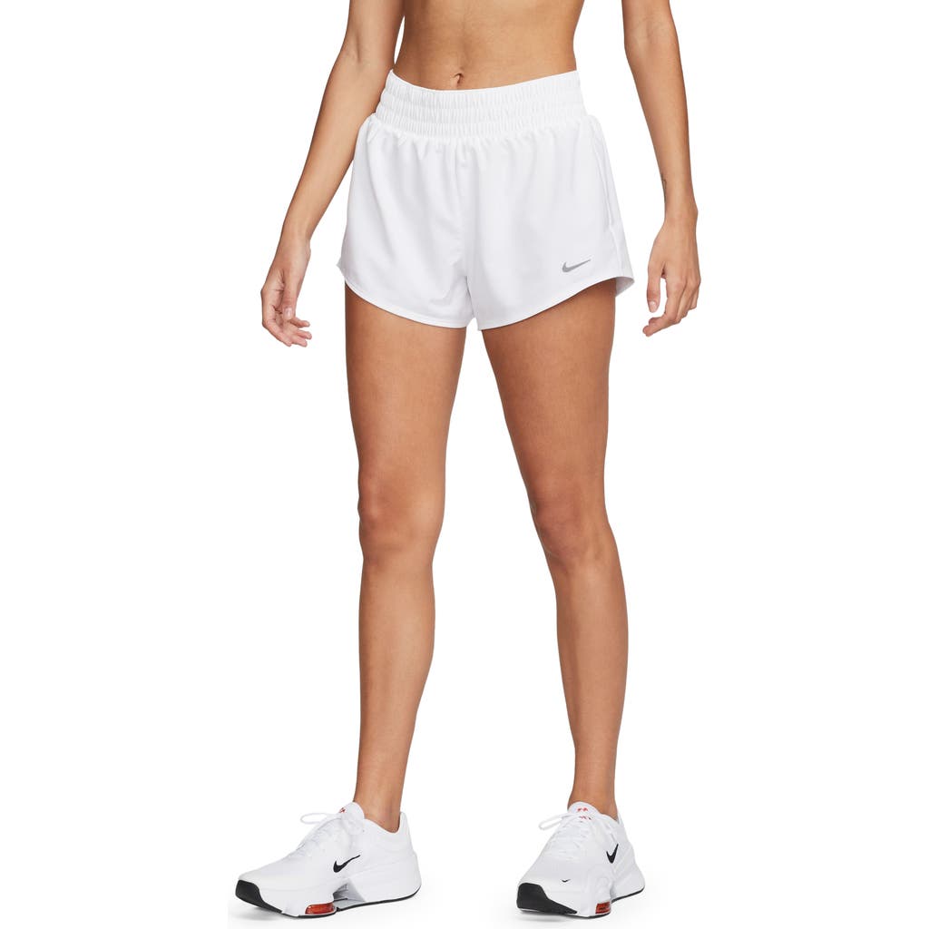 Nike Dri-fit One Shorts In White/reflective Silver
