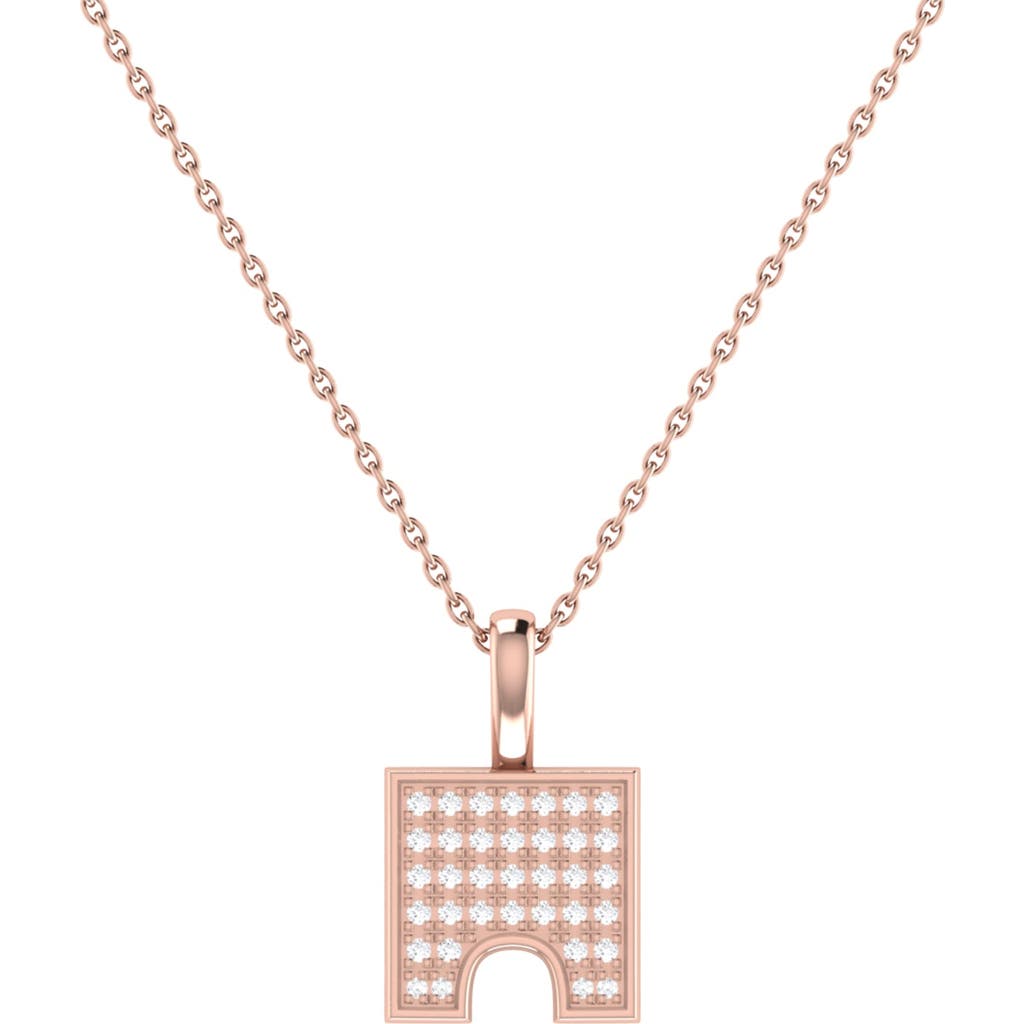 Luvmyjewelry City Arches Square Diamond Pendant In 14k Rose Gold Vermeil On Sterling Silver In 14kt Rose Gold Vermeil