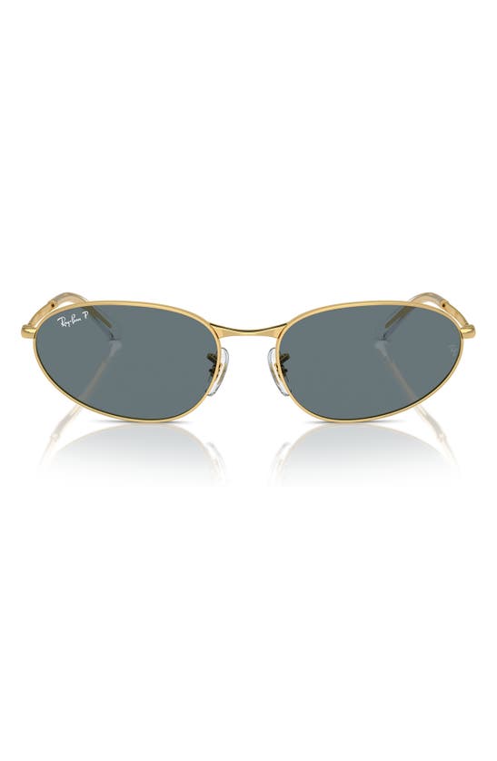 Ray Ban 59mm Polarized Oval Sunglasses In Gold Flash