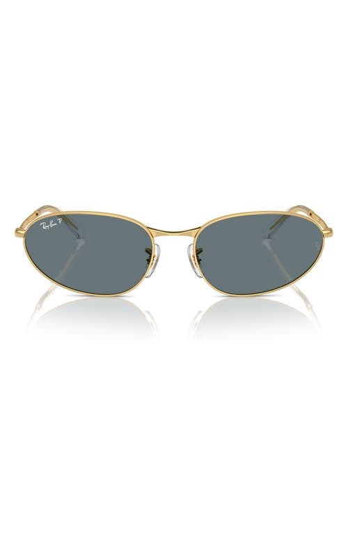 Ray-Ban 56mm Polarized Irregular Oval Sunglasses in Gold Flash at Nordstrom