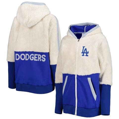 Men's Majestic Threads Oatmeal Los Angeles Dodgers Fleece Pullover