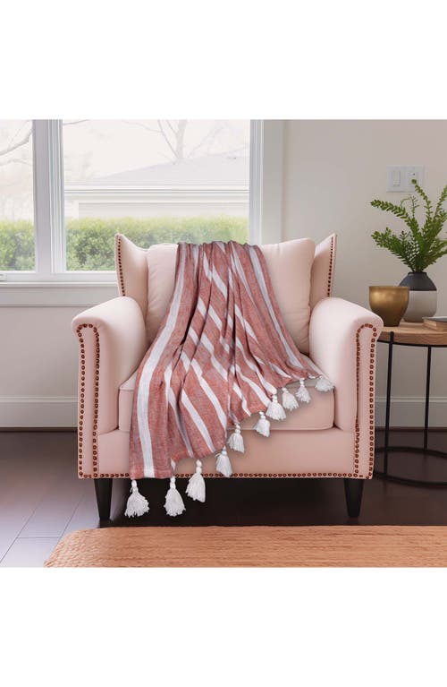 Parkland Collection Nara Stripe Tassel Throw Blanket In Rust