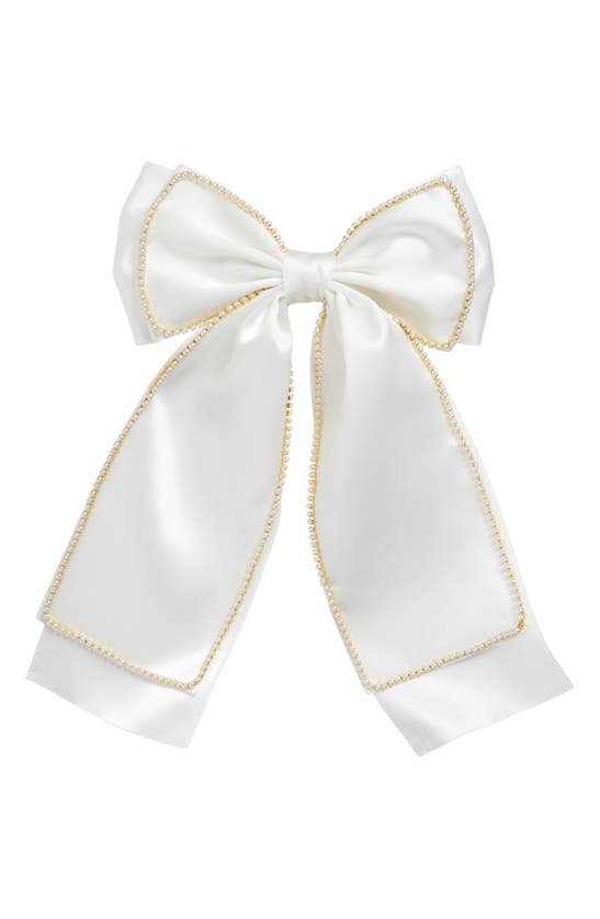 Shop Bp. Large Imitation Pearl Trim Satin Bow Barrette In White