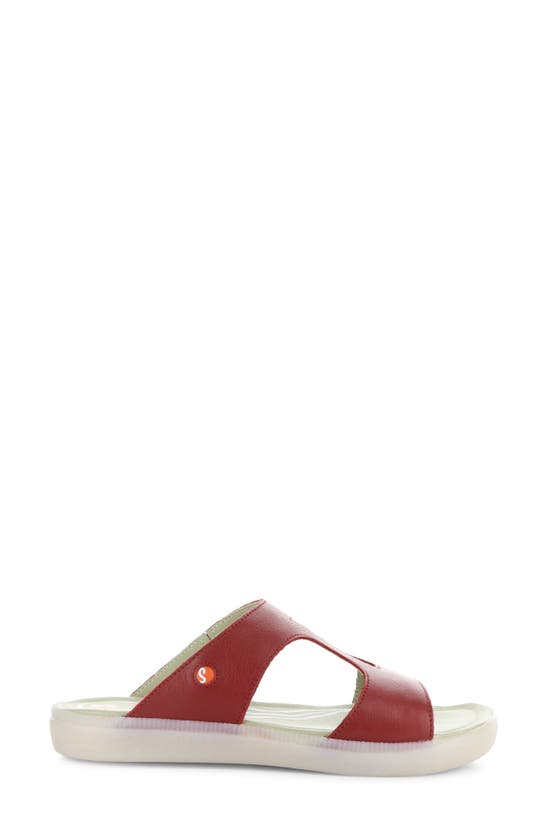 Shop Softinos By Fly London Inbe Slide Sandal In Red Smooth Leather