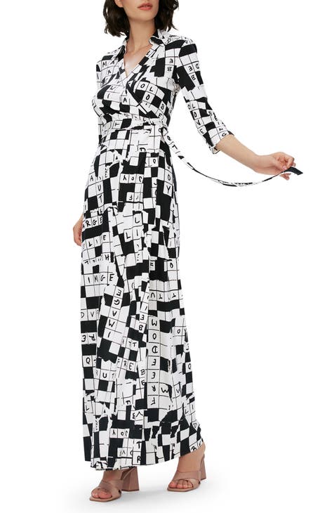 Abigail Crossword Puzzle Silk Maxi Dress