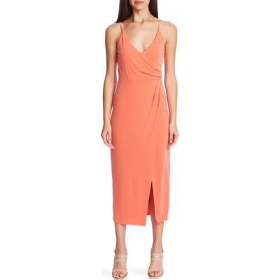 1.state Faux Wrap Midi Dress, Coral