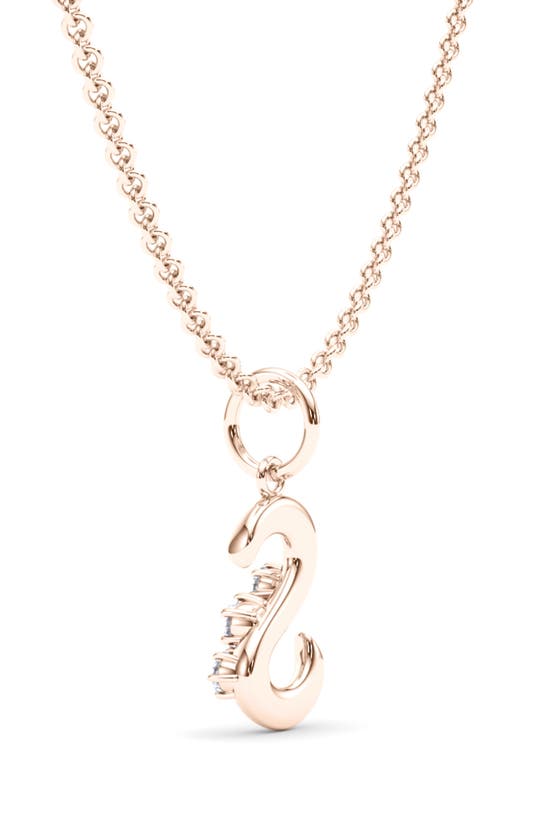 Shop Hautecarat Graduated Lab Created Diamond Initial Letter Pendant Necklace In S - 18k Rose Gold