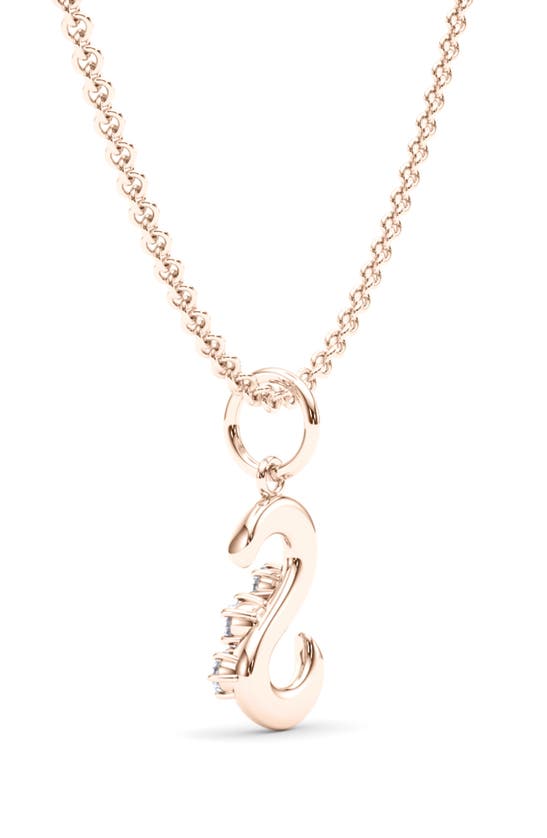 Hautecarat Graduated Lab-created Diamond Initial Letter Pendant Necklace In S - 18k Rose Gold