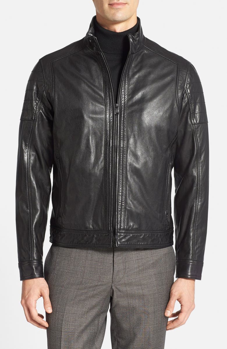 BOSS HUGO BOSS 'Leko' Goatskin Leather Moto Jacket | Nordstrom