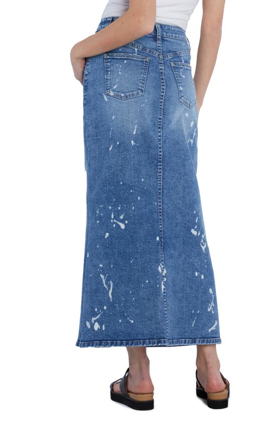 Wash Lab Denim Beloved Distressed Denim Maxi Skirt In Beloved Blue
