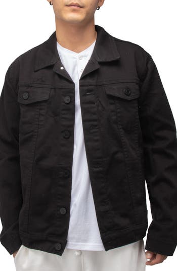 X RAY Men's Washed Trucker Denim Jacket With Fleece Hood & Sleeves