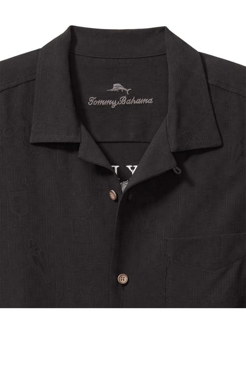 Shop Tommy Bahama Here To Shake Things Up Embroidered Silk Camp Shirt In Black