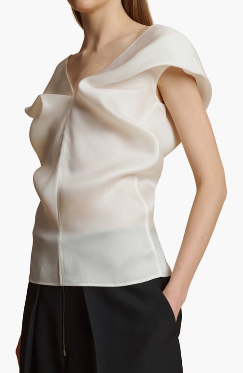 Shop Khaite Ami Cap Sleeve Silk V-neck Top In Chalk