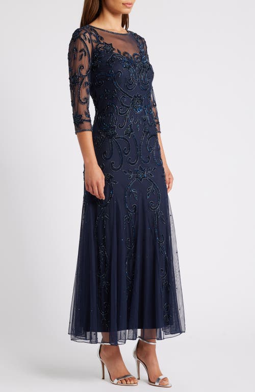 PISARRO NIGHTS PISARRO NIGHTS BEADED ILLUSION NECK GOWN 