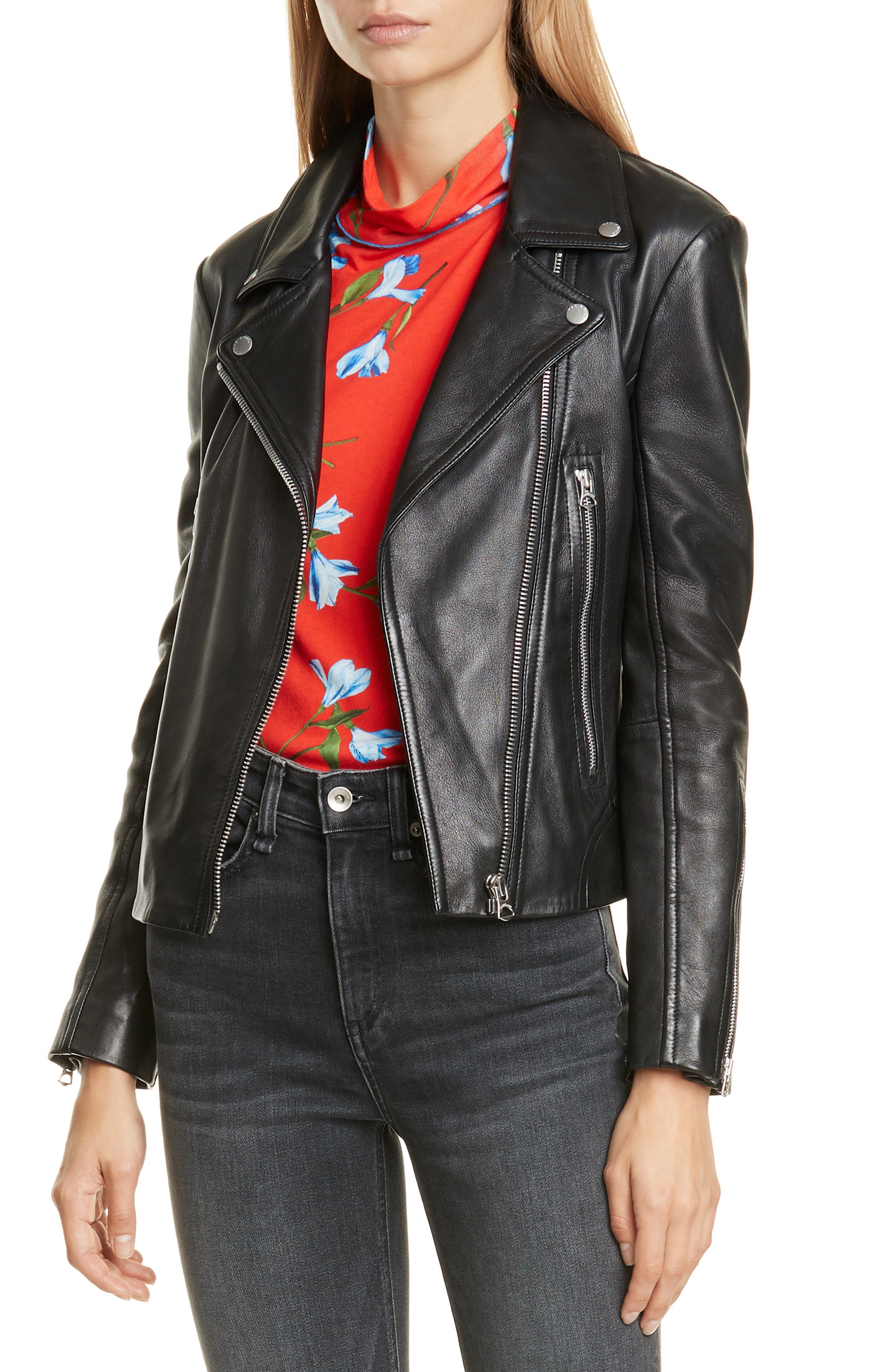Leather Market Womens 100% Lambskin Leather Bomber Biker Jacket outfit