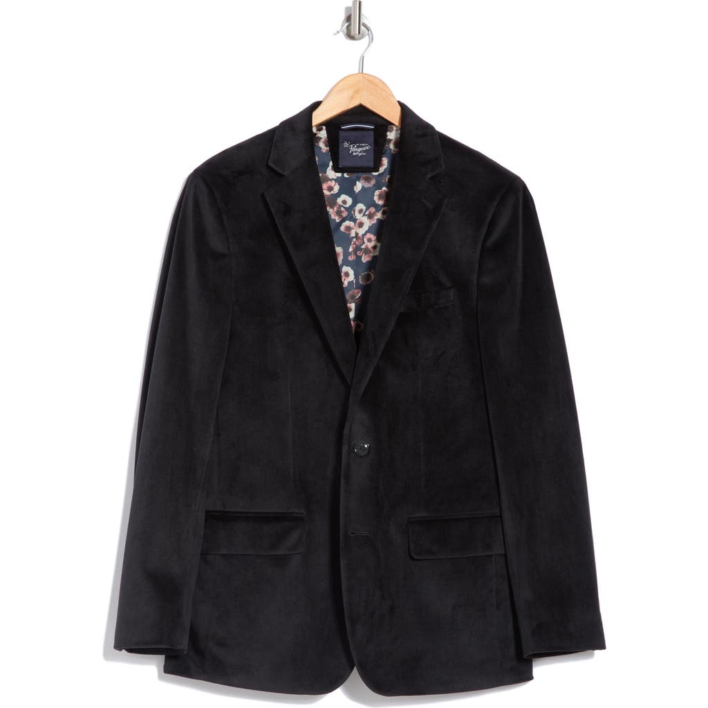 Original Penguin Two-button Velvet Dinner Jacket In Black