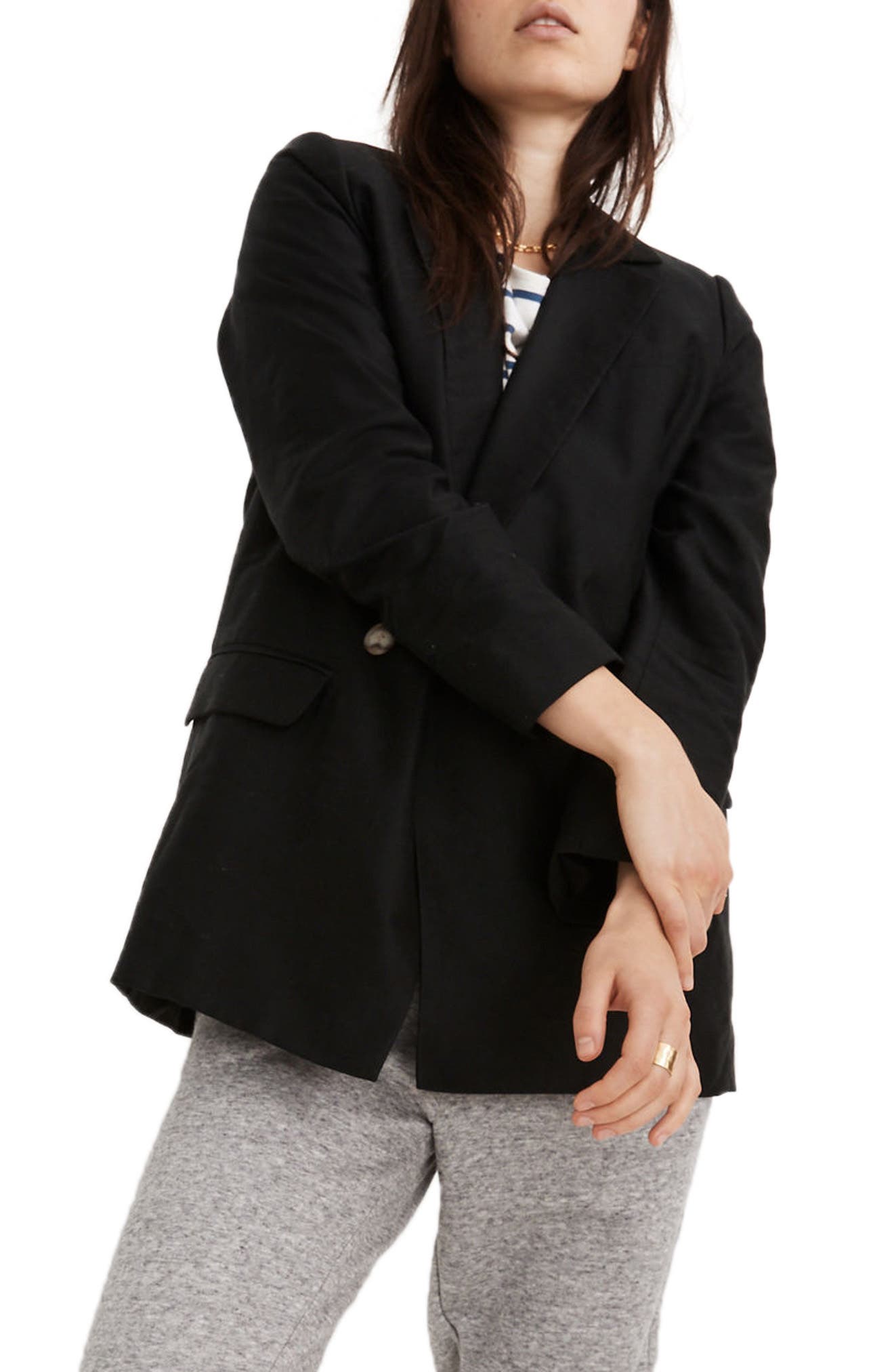 black womens double breasted blazer