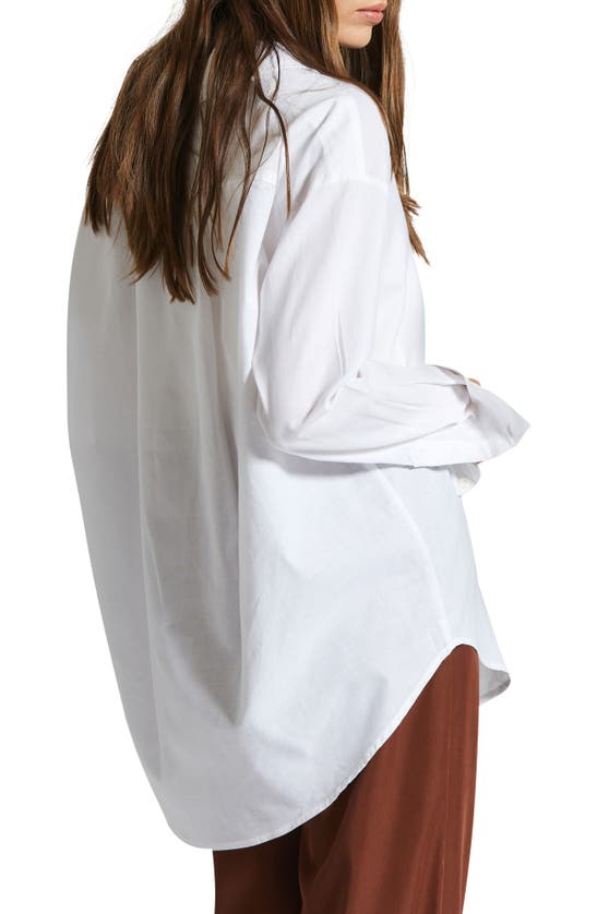 Shop Brixton Sidney Oversized Cotton Button-up Shirt In White Solid