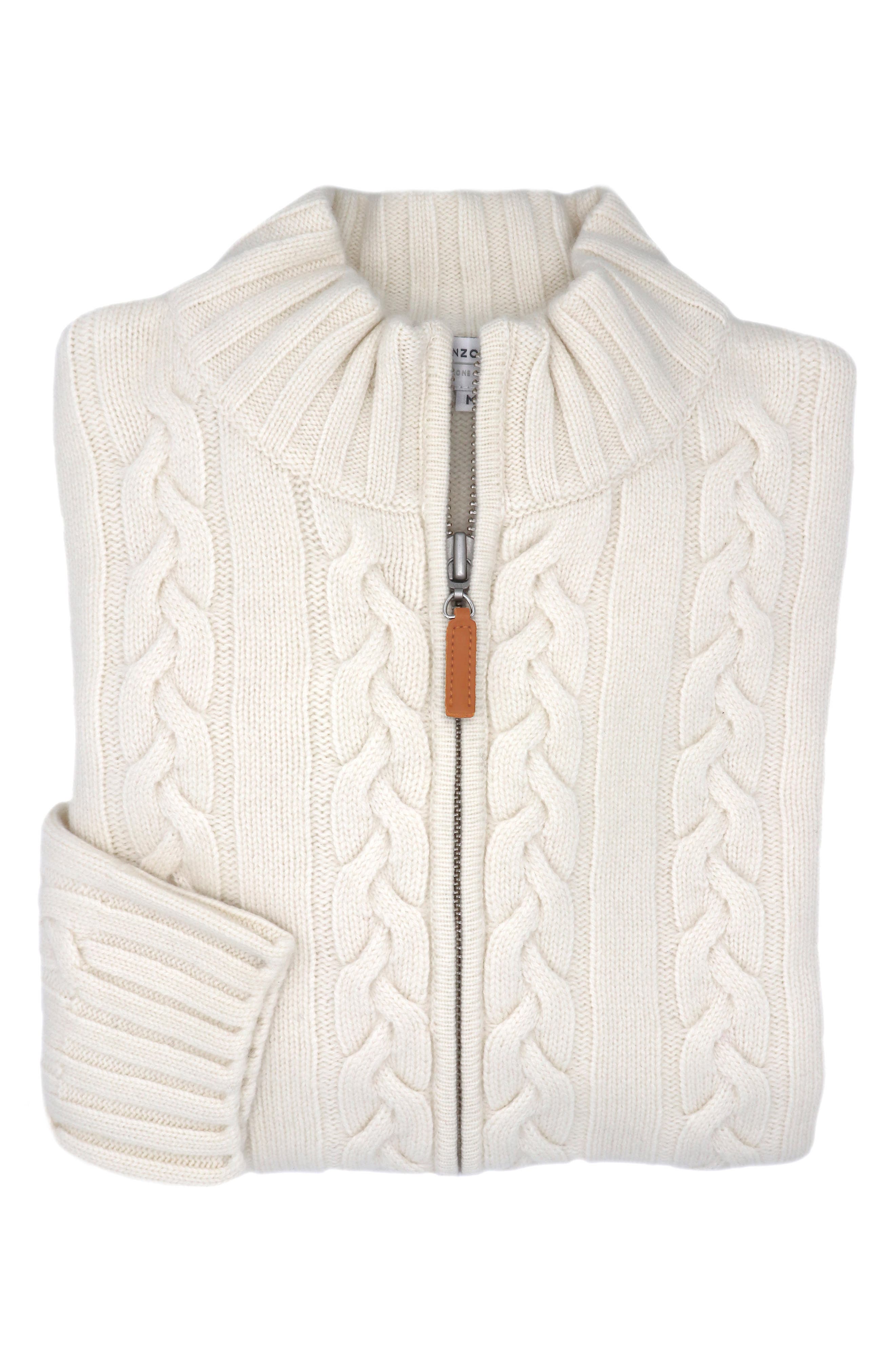 Cable Knit Wool \u0026 Cashmere Zip-Up 