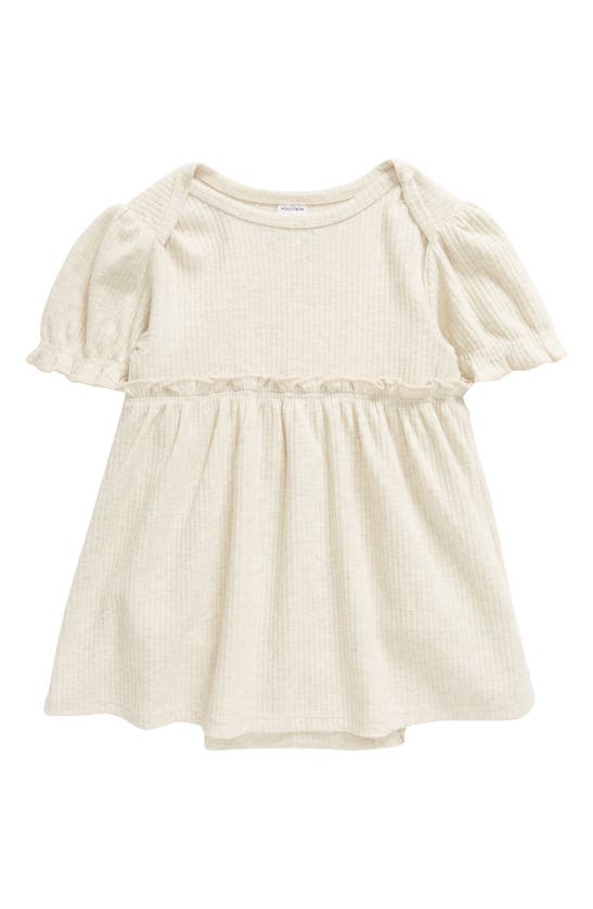 Shop Nordstrom Rib Skirted Bodysuit In Beige Oatmeal Light Heather