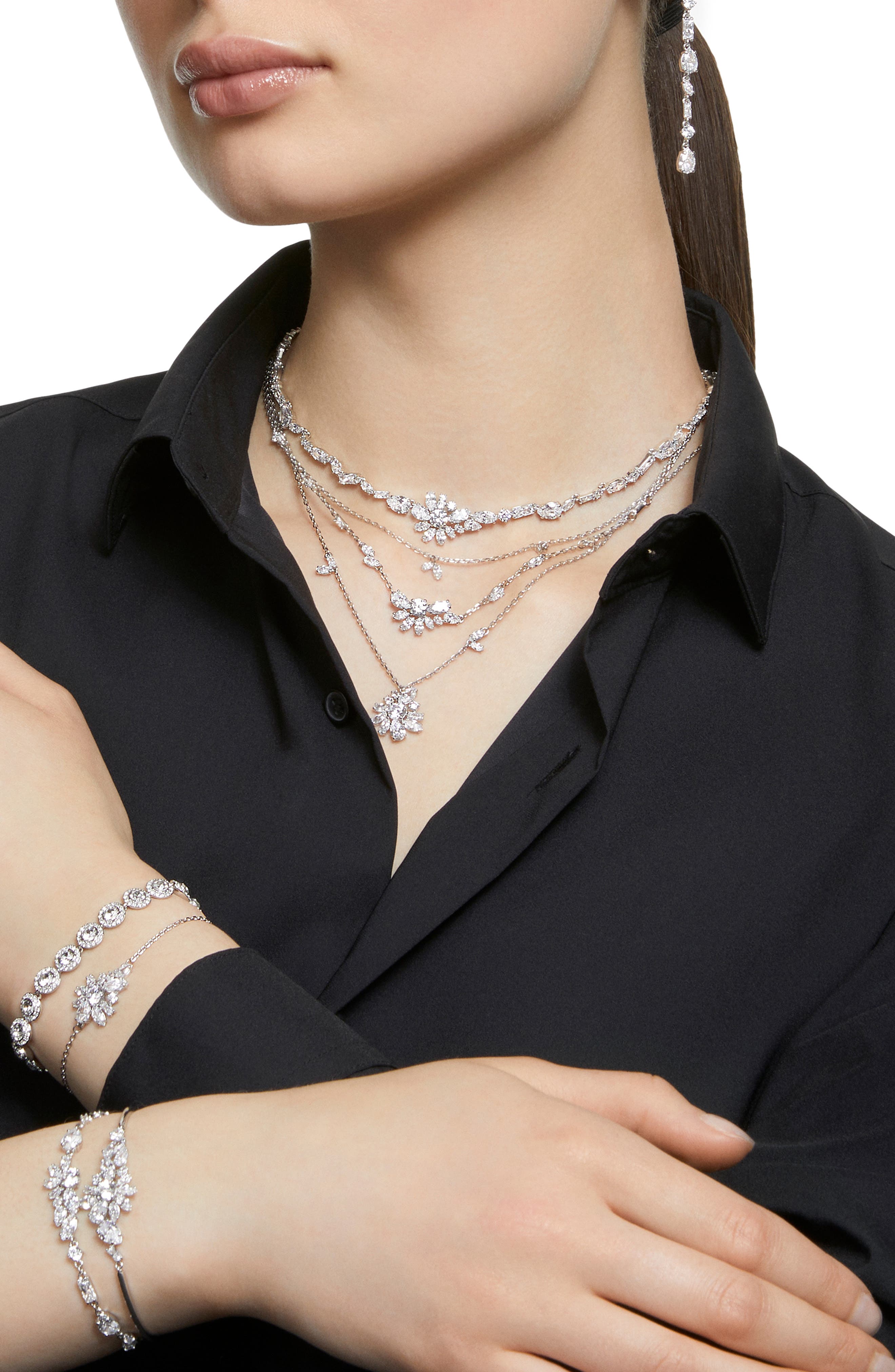 SWAROVSKI Gema Crystal Flower Pendant Layered Necklace Nordstrom