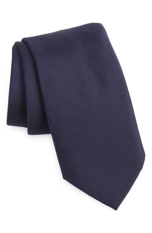 Dolce&Gabbana Logo Embroidered Silk Tie in Blue Scurissimo 