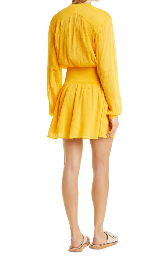 Shop Rag & Bone Calista Long Sleeve Cotton & Silk Minidress In Deep Yellow