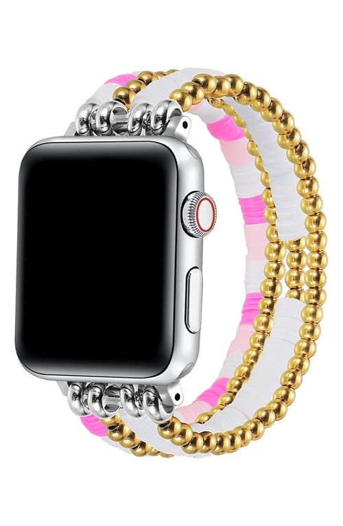 Shop The Posh Tech Bestie Beaded Bracelet Apple Watch® Watchband In Pink