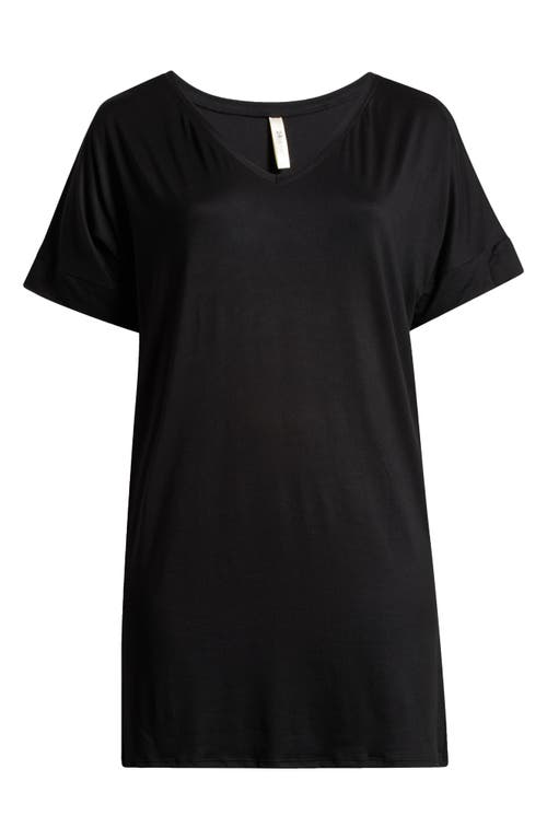 Shop 24seven Comfort Apparel Loose Fit Jersey T-shirt Dress In Black